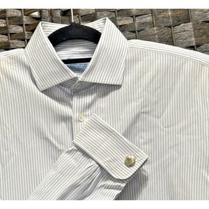 Vintage Hilditch & Key Dress Shirt French Cuff made in Gr. Britain size 17.5/44